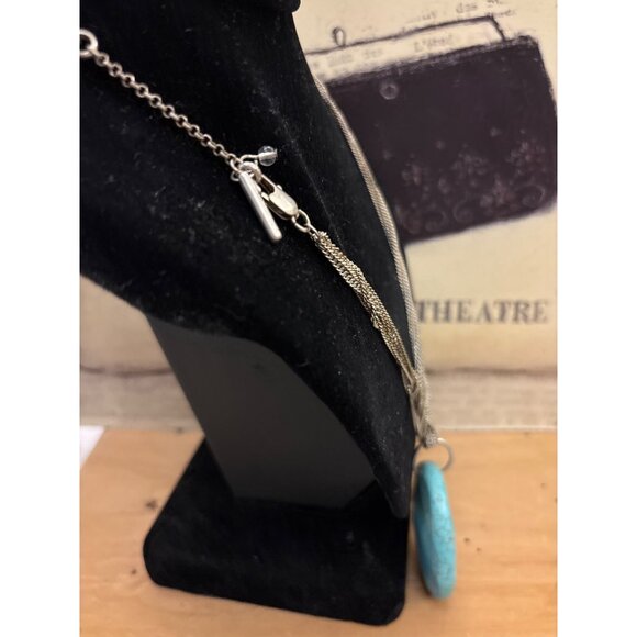 Kenneth Cole Silver-Tone Multi-Strand Chain Necklace With Turquoise Pendant - Picture 9 of 12